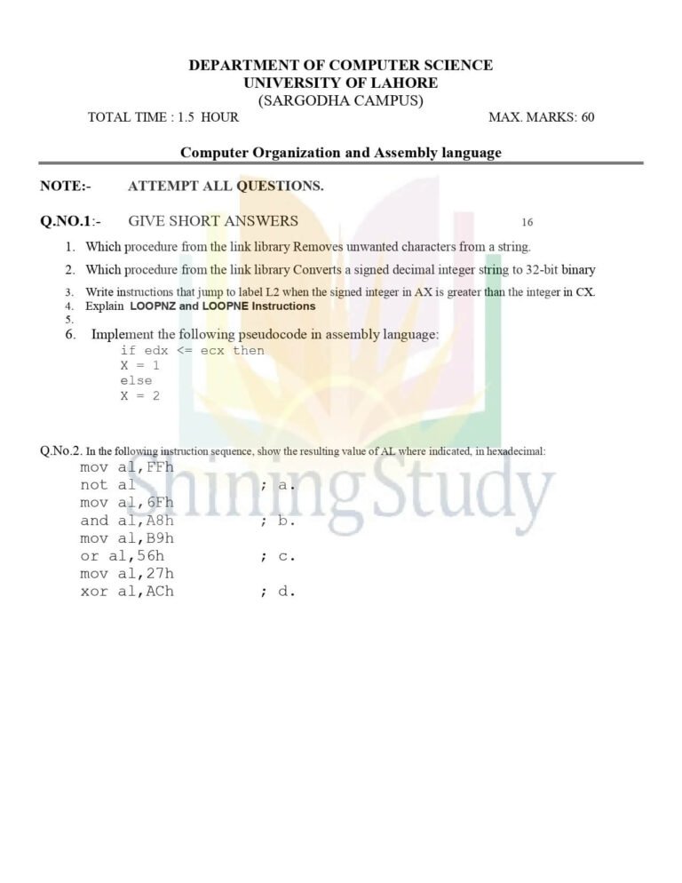 Assembly Language - Shining Study