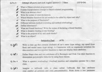 Welcome to Shining Study 27 OOP Past Paper 2015 BSCS UOS