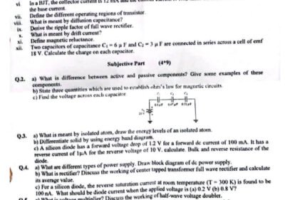 Applied Physics Basic Electronics Past Paper 2024 BS/IT UOS