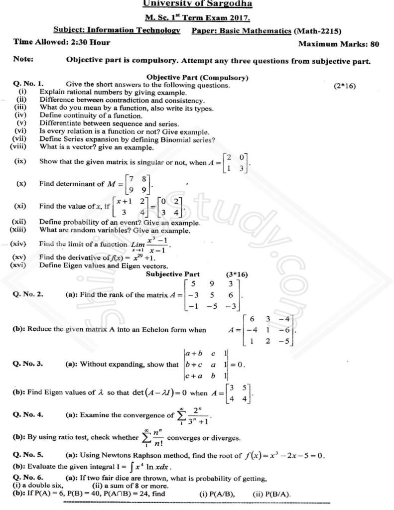 Basic-Math-MSc-IT-1st-2017-UOS