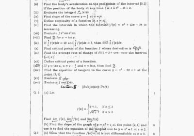 Calculus Past Paper BSCS 1st 2013 UOS