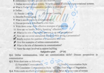 Communication Skills Past Paper BSCS 2nd 2015 UOS