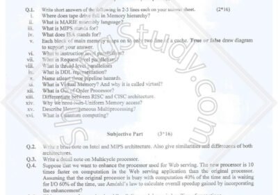 Welcome to Shining Study 28 Computer Architecture Past Paper BSCS 4th 2016 UOS