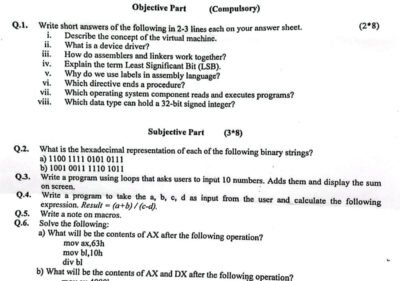 Computer Organization & Assembly Language Past Paper 2025 BS 3rd UOS