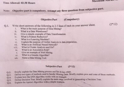 Welcome to Shining Study 27 Data Mining Past Paper 2025 BSCS UOS