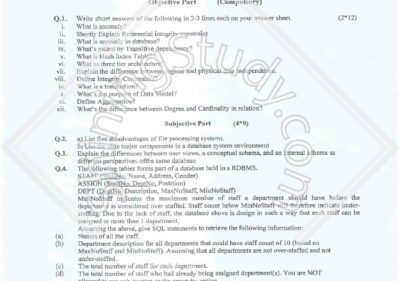 Database Systems BSCS & IT 4th 2016 UOS Page1