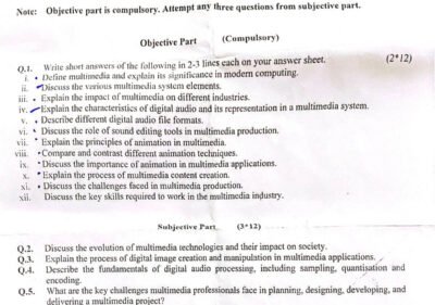 Multimedia Systems & Design Past Paper 2025 BSCS & BSIT UOS