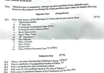 Welcome to Shining Study 28 Pakistan Studies Past Paper 2025 BS 3rd Semester UOS