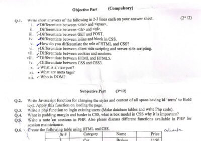 Web Systems Technologies Past Paper 2025 BSCS UOS
