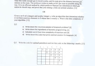 Analysis of Algorithm BSCS 4th Mid Term 2016 UOS 1