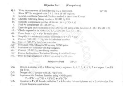 Welcome to Shining Study 30 Digital Logic Design BS IT 2nd Term Past paper 2016 UOS