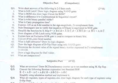 Digital Logic Design BSIT 2nd Term Past paper 2016 UOS