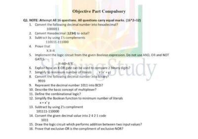Welcome to Shining Study 29 Digital Logic Design MIT Past paper UOS 1