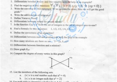 Discrete Structure BSCS 2nd TERM Past paper 2015 UOS 1