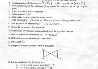 Discrete Structure BSCS 2nd TERM Past paper 2015 UOS