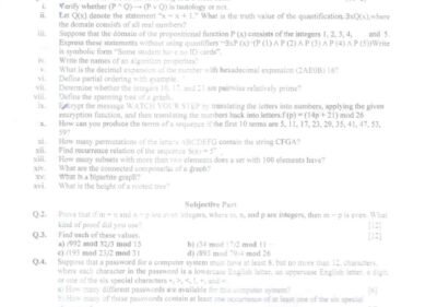 Discrete Structure MSc IT 2nd TERM Past paper 2016 UOS