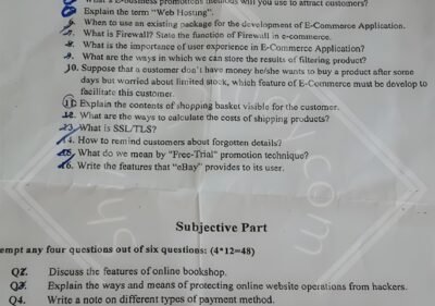 E Commerce Applications Development BS IT 7th Term Past Paper 2017 UOS