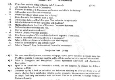 E Commerce Applications Development BSCS 7th Term Past Paper 2018 UOS