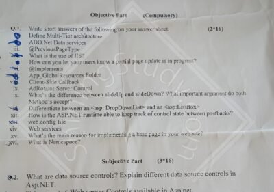 Enterprise Application Development BSCS 7th Term Past Paper 2017 UOS