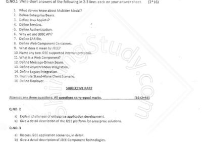 Enterprise Application Development BSSE 6th Term Past Paper 2017 UOS