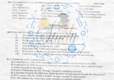Functional English BSCS 3rd Term Past Paper 2016 UOS