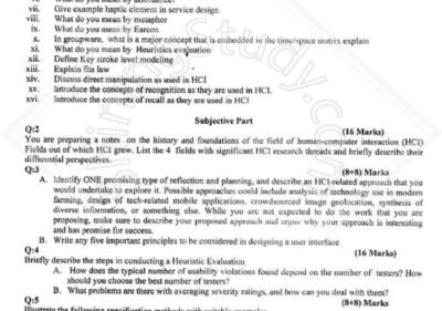 Human Computer Interaction BSSE 5th Term Past Paper 2017 UOS