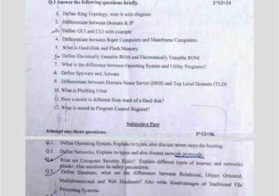 Welcome to Shining Study 29 Introduction to ICT BSIT 1st Term Past Paper 2016 UOS