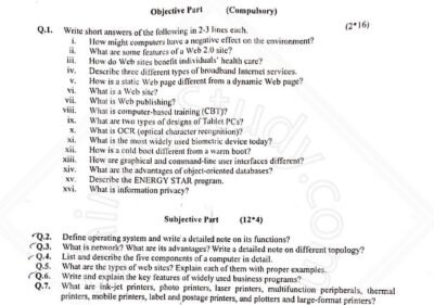 Welcome to Shining Study 30 Introduction to ICT MSC IT 1st Term Past Paper 2018 UOS