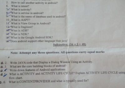 Welcome to Shining Study 27 Mobile Application Development BSIT Term 7th Past Paper 2017 UOS