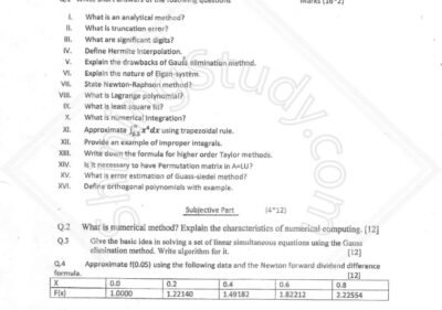 Welcome to Shining Study 29 Numerical computing BSCS 5th Term Past Paper 2017 UOS