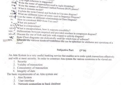 Object Oriented Analysis and Design BSCS Term 5th Past paper 2015 UOS