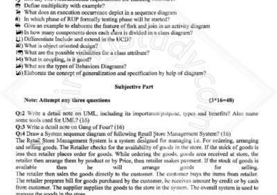 Welcome to Shining Study 26 Object Oriented Analysis and Design BSIT Term 5th Past paper 2017 UOS