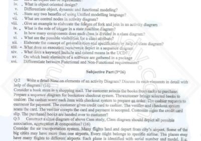 Object Oriented Analysis and Design MSC IT Term 3rd Past paper 2017 UOS