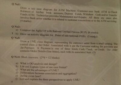 Welcome to Shining Study 28 Object Oriented Analysis and Design Mid Term 2016 Past paper UOS