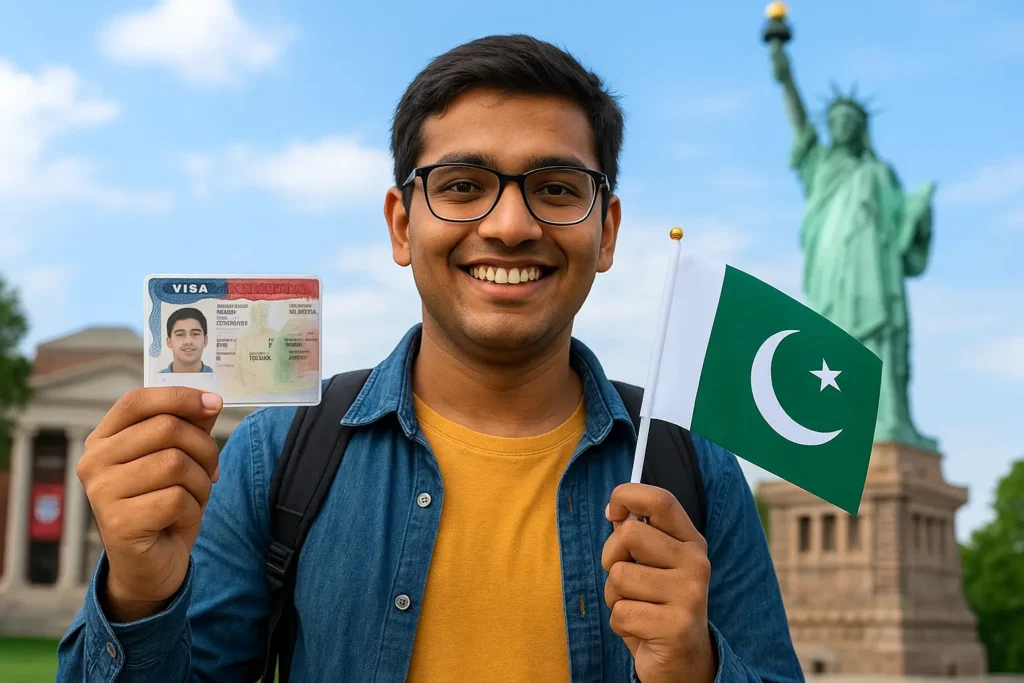 Best Countries to Study Abroad for Pakistani Students 2 Pakistani student in the US holding study visa.