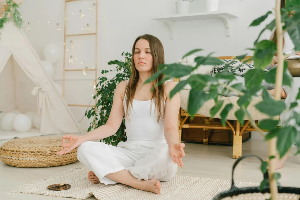 A calm meditation or yoga pose