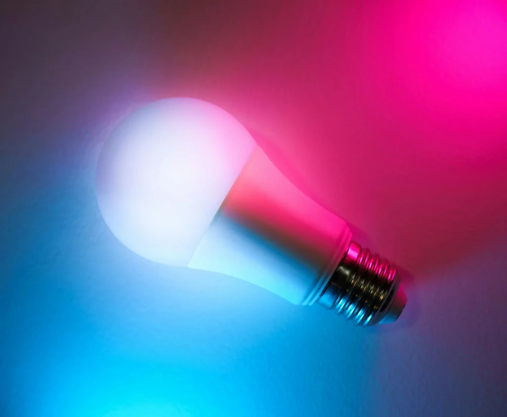 A futuristic digital illustration of smart lighting systems 2025