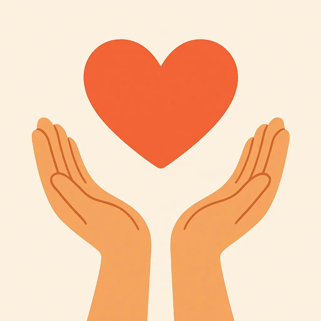 A heart, journal, or thankful hands