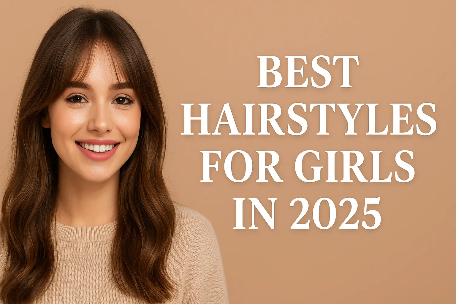 Best Hairstyles for Girls in 2025” displayed on a warm beige background