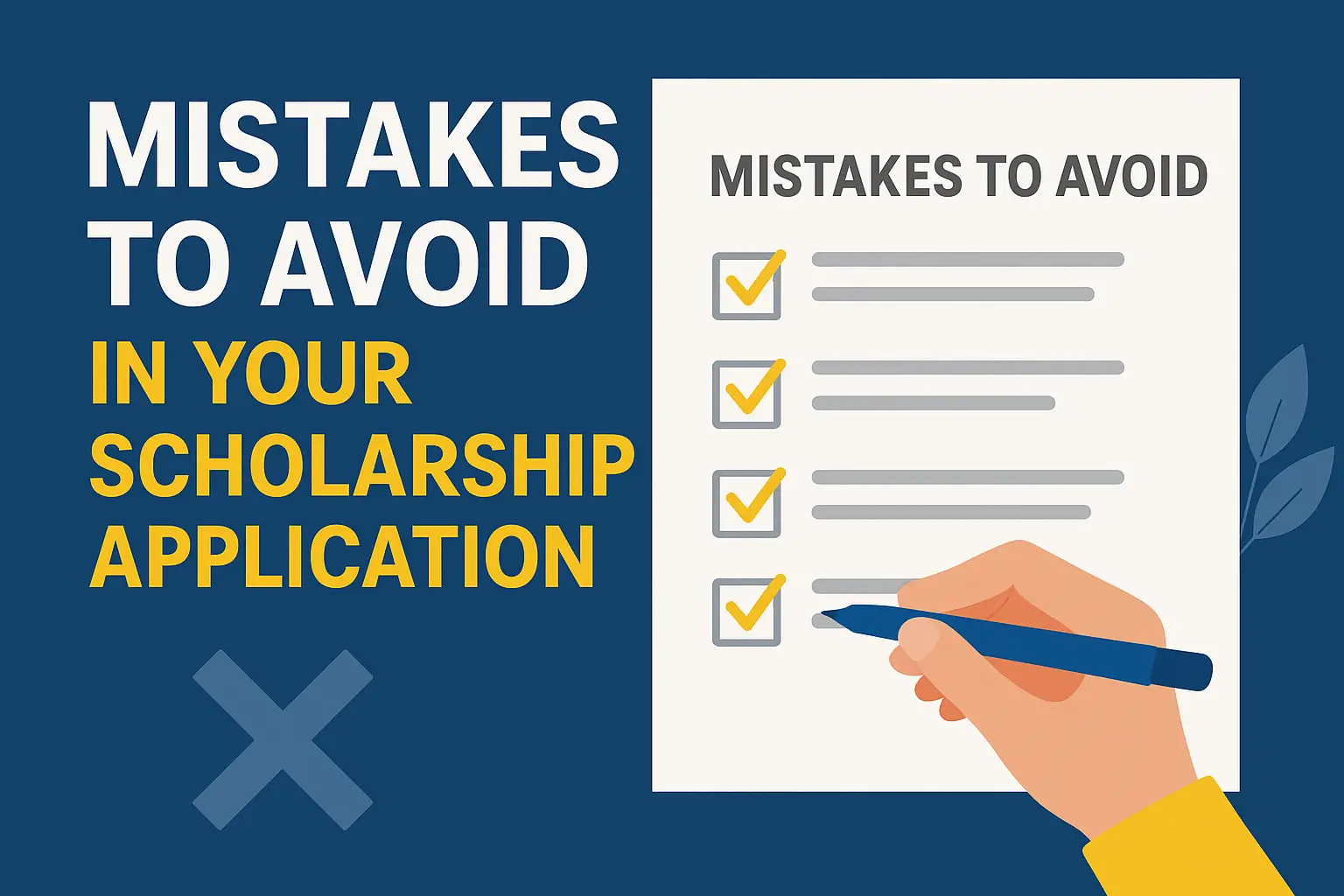 Checklist of mistakes to avoid in scholarship applications
