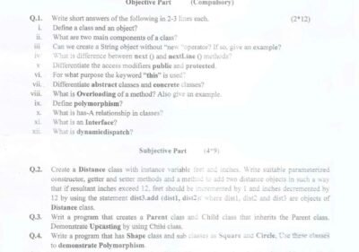 Welcome to Shining Study 30 "University of Sargodha Object Oriented Programming M.Sc. 2nd Term Exam 2016 question paper with objective and subjective questions about Java programming concepts"