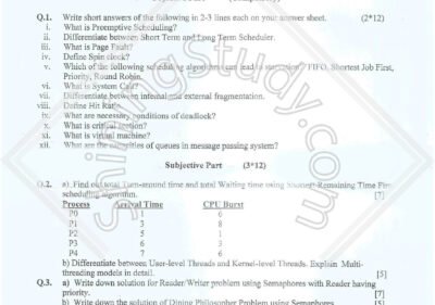 Welcome to Shining Study 26 University of Sargodha BS 4th Term Operating System 2016 Exam Paper - Software Engineering Subject with Objective and Subjective Questions