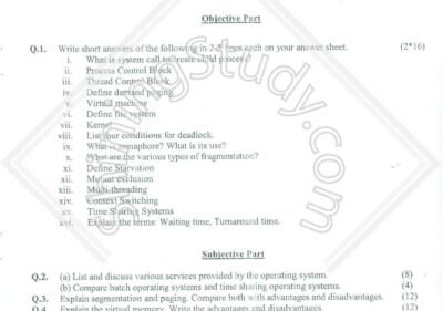 University of Sargodha Operating System Exam Paper 2014 M.Sc IT Term 3