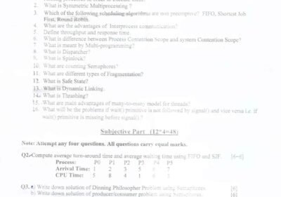 Welcome to Shining Study 29 Operating Systems M.Sc 2nd Term Exam 2016 Question Paper from University of Sargodha