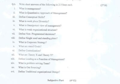 Welcome to Shining Study 27 Principles of Management exam paper 2016, University of Sargodha management paper, BS Software Engineering exam questions, management theories questions, decision making process, corporate strategy BCG Matrix, Maslow Hierarchy of Needs