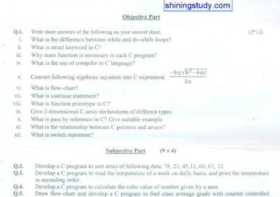 Welcome to Shining Study 28 Programming Fundamentals MScIT 1st Term 2014 Past Paper UOS