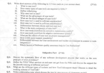 Welcome to Shining Study 28 Software Case Tool & Practice BSSE 6th Term 2017 Past Paper UOS