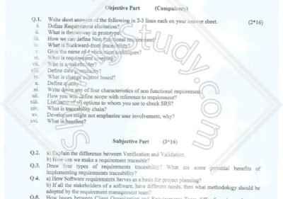 Welcome to Shining Study 26 Software Requirement Engineering BSSE 4th Term 2016 Past Paper UOS