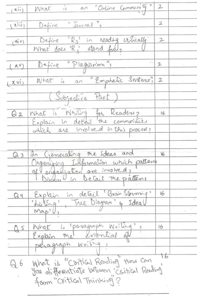 Technical English and Report Writing M.ScIT 1st Term 2015 Past Paper UOS 3