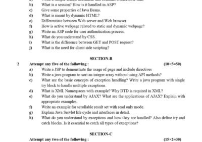 WEB SYSTEM & TECHNOLOGIES B.Tech 4th Term 2016 17 Past Paper UOS